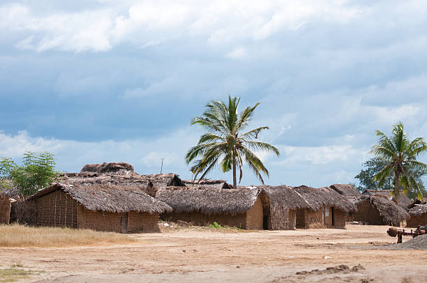 masai village in tanzania - national park saadani in east africa